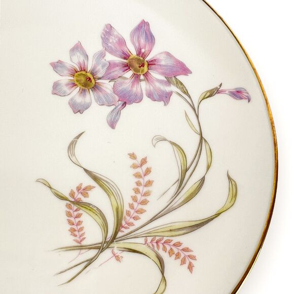Seltmann Weiden Salad Plate Porcelain K Bavaria Purple Flowers Gold Trim 7.5" - Picture 1 of 7